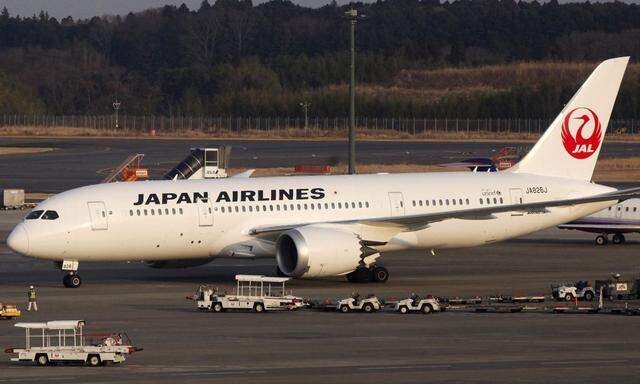 A Japan Airlines' (JAL) Boeing Co's 787 plane is seen at New Tokyo international airport in Narita