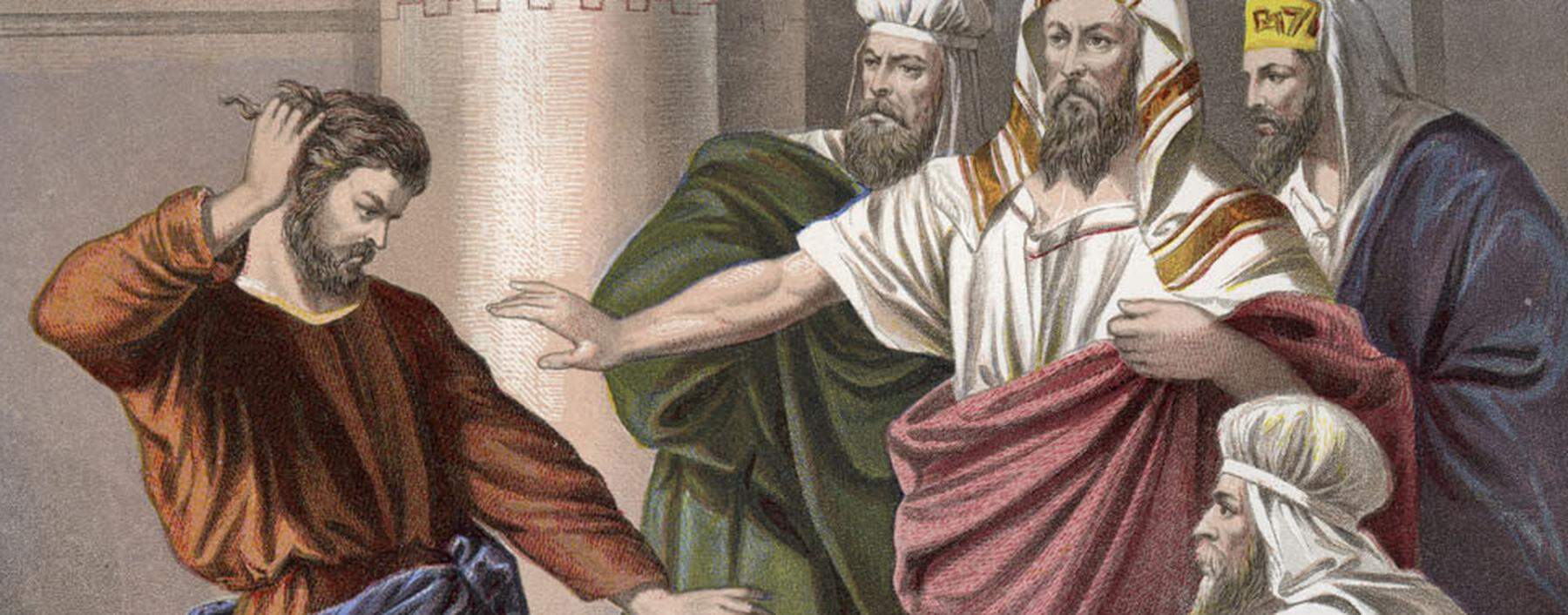 Judas will das Geld zurückgeben: Illustration des Matthäusevangeliums.