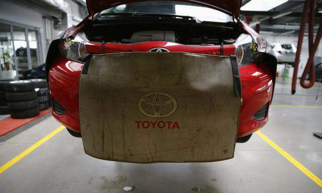 A Toyota car is seen at a Toyota service centre in Warsaw