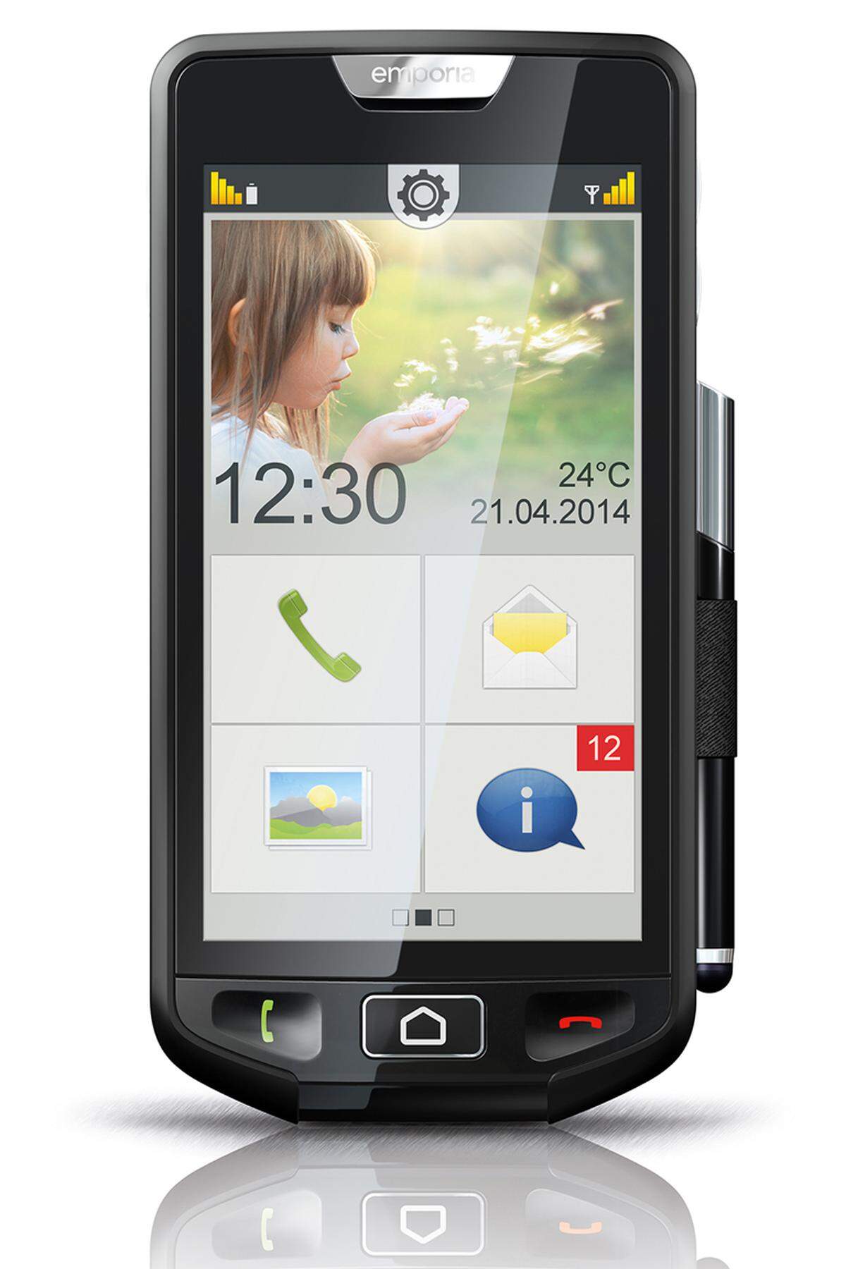 Der oberösterreichische Hersteller zeigt am Mobile World Congress sein erstes Touchscreen-Smartphone für ältere Nutzer. Das Betriebssystem Android 4.3 wurde so angepasst, dass der Touchscreen für Senioren gut und einfach nutzbar ist. Die Kamera ist mit 8 Megapixel auch nicht zu knapp bemessen.