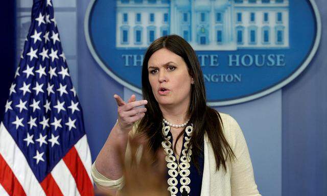 White House spokeswoman Sarah Sanders  holds a press briefing in Washington