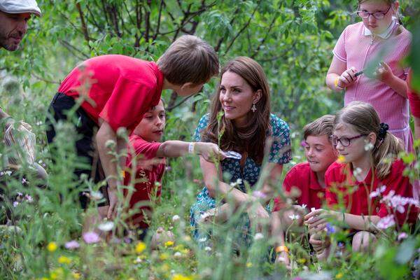 Der "Back to Nature"-Garten, den die Herzogin im Zuge der Chelsea Flower Show eröffnete, fand sich auch beim Hampton Court Garden Festival wieder. Vor dem Eröffnungstag veranstaltete die Herzogin ein Picknick für Kinder.