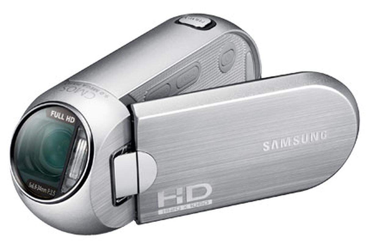 Der HMX-R10 von Samsung: Der High-Definition-Camcorder von Samsung hat seine Stärken bei Bewegungsstudien: Im Time-Lapse-Modus schießt das Gerät Einzelbilder in Abständen von ein bis 30 Sekunden. Auf dem Fernseher lässt sich später im Zeitraffer beobachten, wie die Wolken über den Himmel ziehen oder ein Vogelnest entsteht. Der HMX-R10 hat auch einen Zeitlupenmodus mit 250 oder 500 Bildern pro Sekunde. Das „Auge“ ist um 25 Grad geneigt, die Kamera liegt ergonomisch in der Hand. Kostenpunkt: rund 500 Euro. www.samsung.at