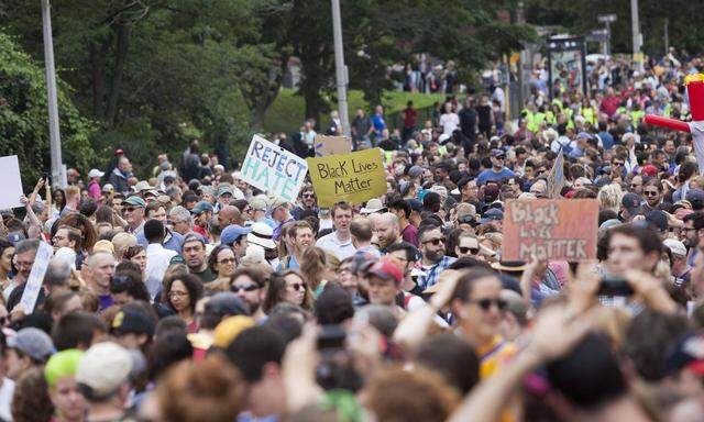 Aug 19 2017 Boston Massachusetts U S People gather at the Madison Park Technical Vocational