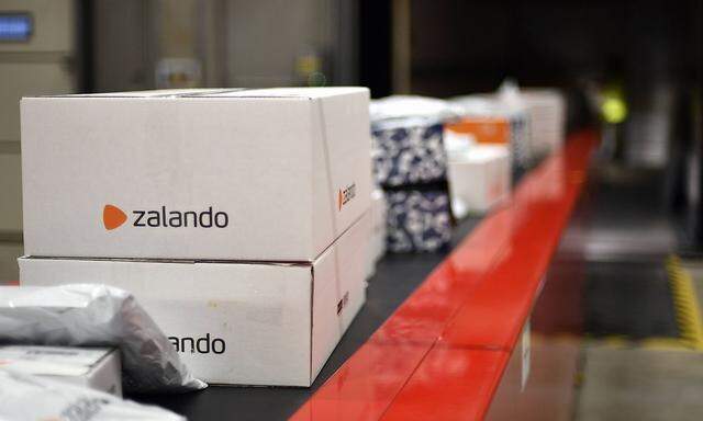 Illustration picture shows a Zalando box during the official opening of the brand new sorting offic