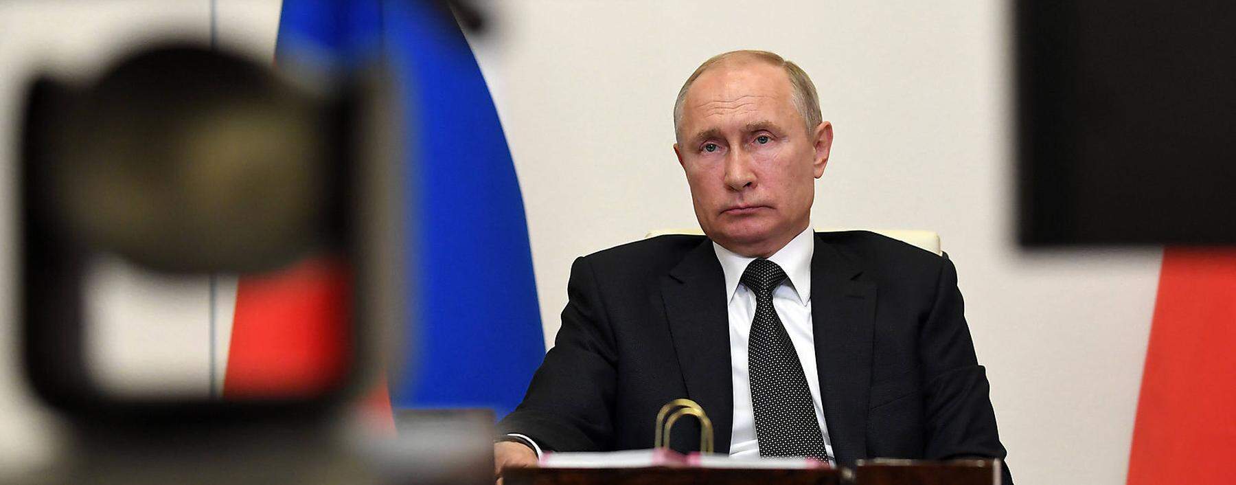 Kreml-Chef Putin in Zeiten der Pandemie: Videokonferenz mit Regierungsmitgliedern.