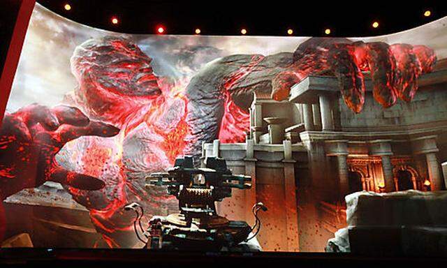 A scene from the Sony PlayStation 3 game, God Of War, due for release in March 2010, is seen at a n