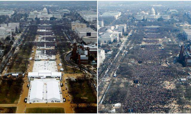 Wer hatte mehr Publikum bei seiner Inauguration als Präsident der USA? Donald Trump (l.) 2017 oder Barack Obama 2009?