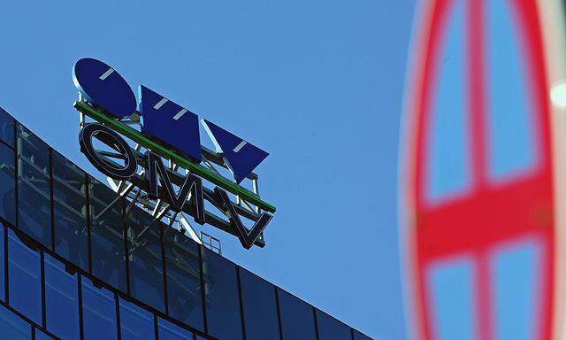 The logo of Austrian oil and gas company OMV is pictured at its headquarters on the day of a board meeting in Vienna