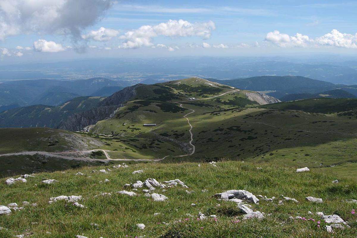 ... vorbei am Damböckhaus und dem Waxriegel zur Bergstation der Zahnradbahn(1795 m). Hier kann man sich entscheiden, ob man sich mit den Sandalentouristen in den Zug zwängt oder ob man zu Fuß ins Tal geht.