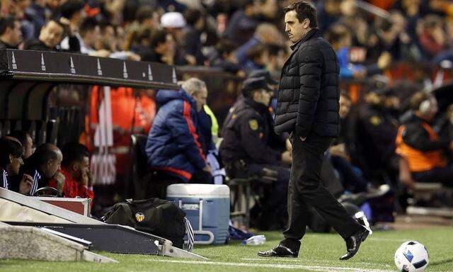 Valencia CF coach Gary Neville during the King s Cup semi final second leg match held at Mestalla st