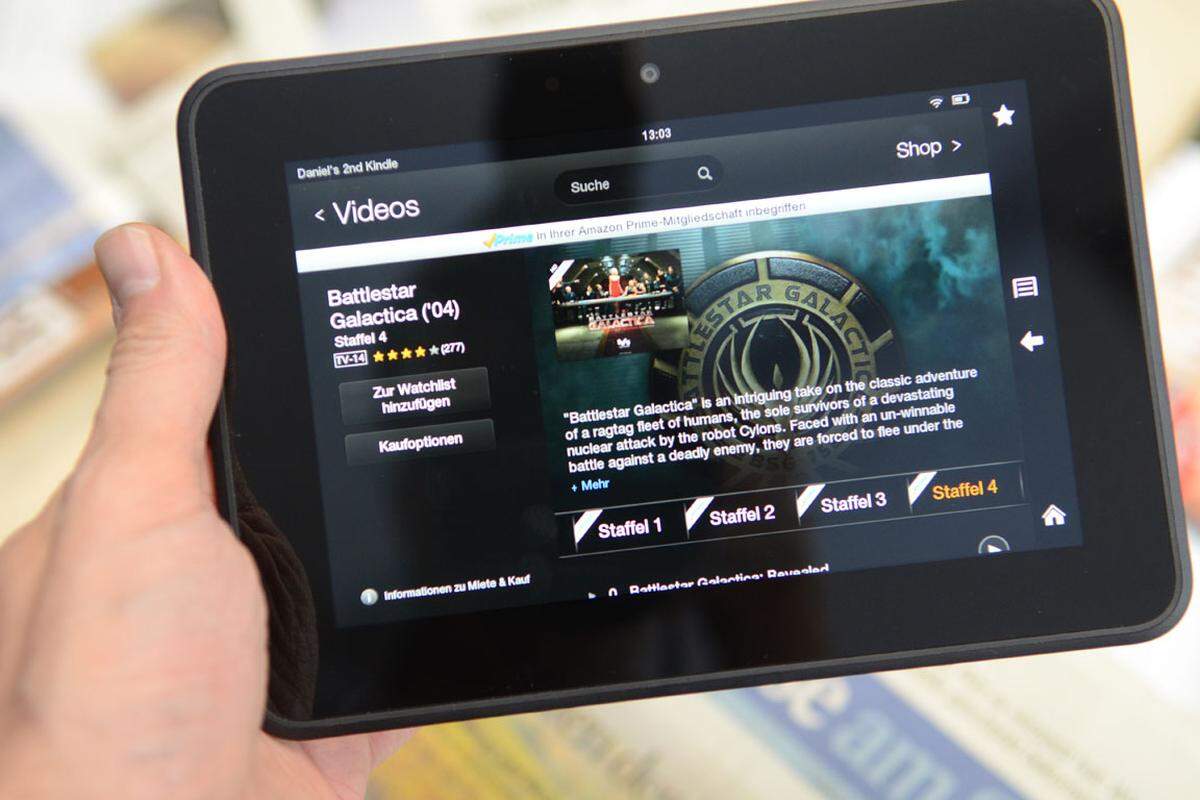 Amazon bietet neben Büchern, Apps und Musik auch Filme und TV-Serien über sein Kindle Fire HD an. Allerdings gilt auch hier: Nicht in Österreich.