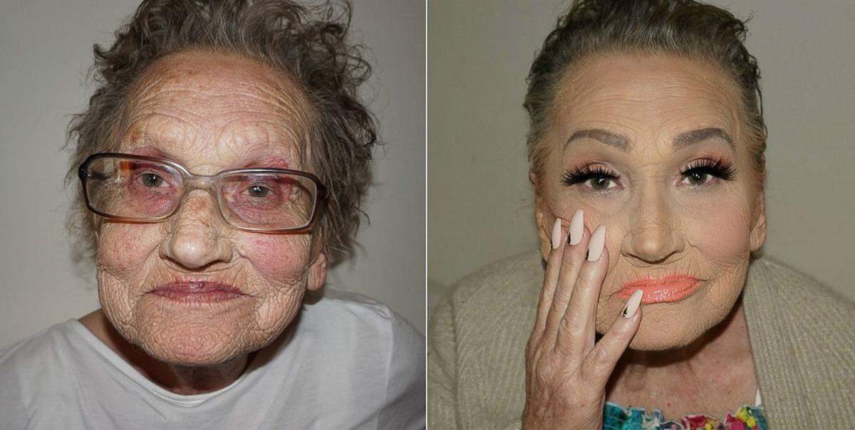 Die kroatische Make-up-Künstlerin Tea Flego hat ihr Handwerk an ihrer Großmutter erprobt. Das Ergebnis löst im Internet heftige Begeisterung aus.