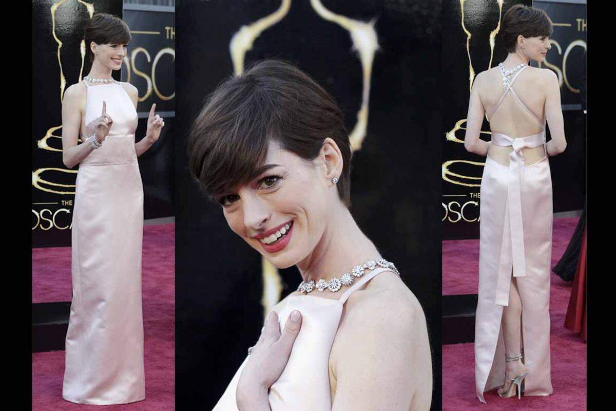 Der Oscar für die "Beste weibliche Nebenrolle" ging an Anne Hathaway für ihre Arbeit in dem Filmmusical "Les Misérables", bei ihrem Outfit scheiden sich die Geister. Ihr papierenes Prada-Kleid kam nicht bei allen gut an.