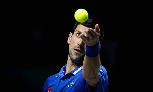 December 3, 2021, MADRID, MADRID, SPAIN: Novak Djokovic of Serbia in action during the Davis Cup Finals 2021, Semifinal