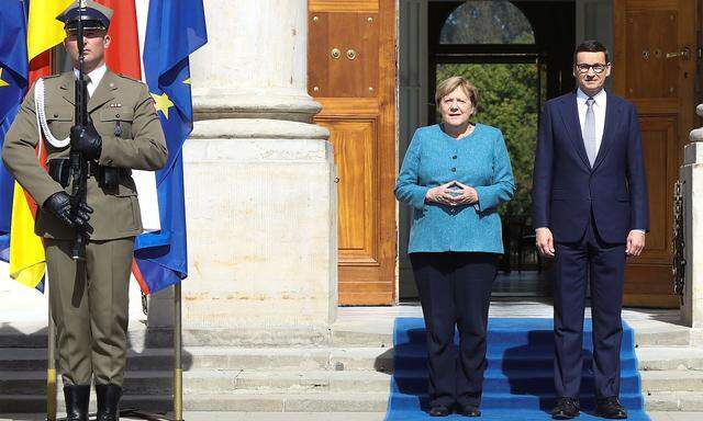 German Chancellor Merkel meets with Polish PM Morawiecki, in Warsaw