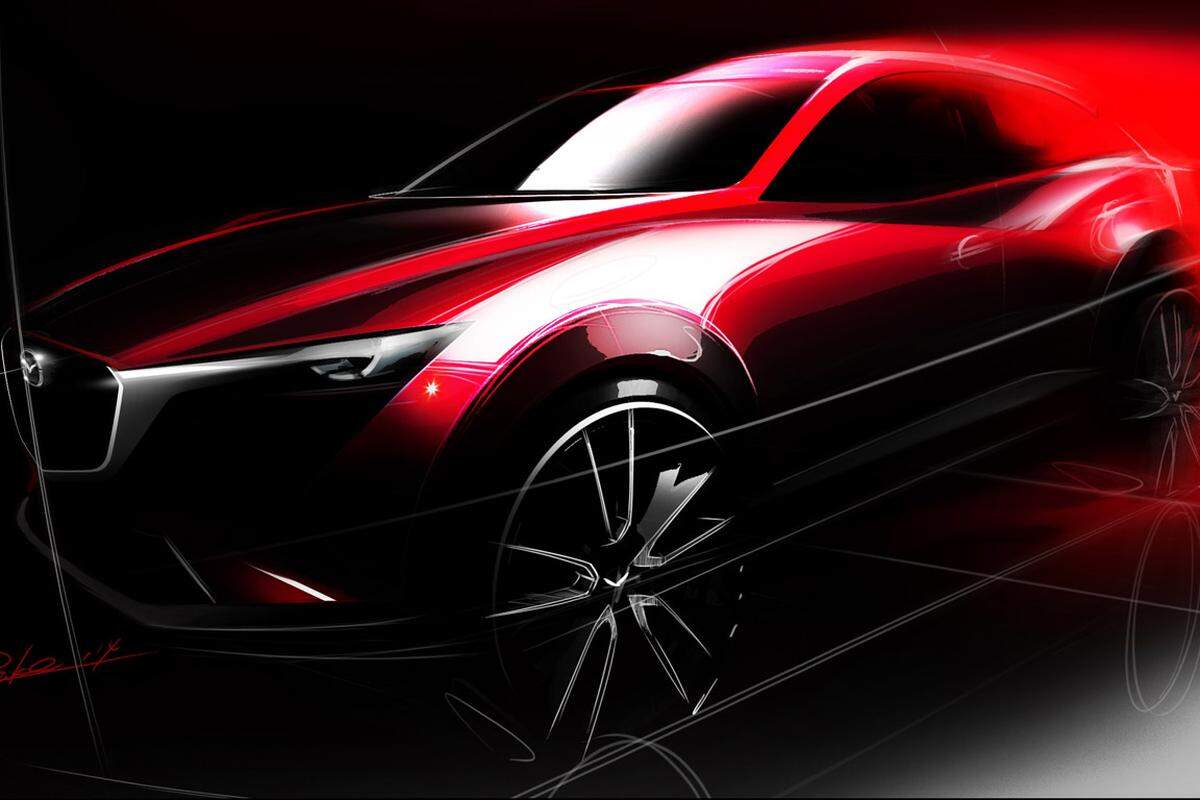 Mazda zeigt in LA erstmals den neuen CX-3. Der Klein-SUV reiht sich in der Modellpalette zwischen dem Mazda2 und dem Mazda3 ein.
