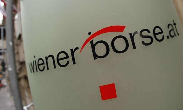 The Vienna Stock Exchange (Wiener Boerse) logo is displayed next to the company's street entrance in Vienna