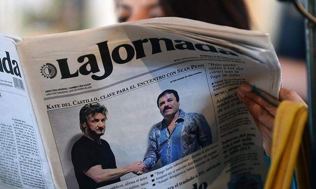  Sean Penn und Joaquín Guzmán auf der Titelseite der Zeitung La Jornada