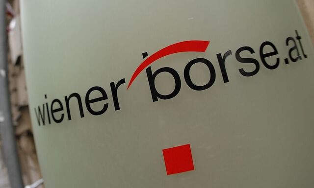 The Vienna Stock Exchange (Wiener Boerse) logo is displayed next to the company's street entrance in Vienna