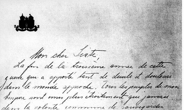 14 Entwürfe: „Mon cher Sixte“, Brief Kaiser Karls an seinen Schwager Prinz Sixtus von Bourbon-Parma.