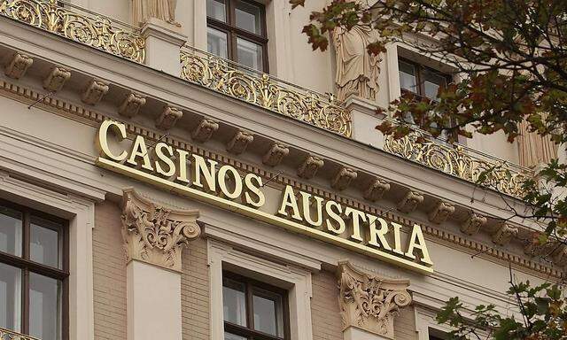 The logo of Austrian gambling monopolist Casinos Austria is pictured on its headquarters in Vienna