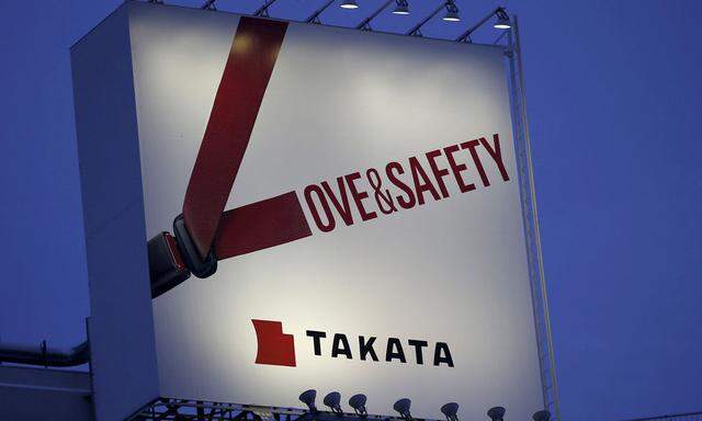 Billboard advertisement of Takata Corp is pictured in Tokyo