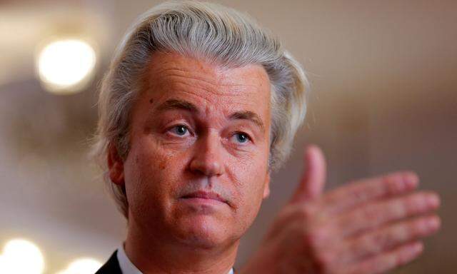 Dutch far-right Party for Freedom leader Wilders answers questions during a Reuters interview in Budapest