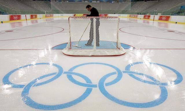 Olympische Ringe auf der Eisfläche