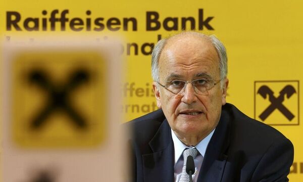 Sevelda, Chief Executive of Austrian lender Raiffeisen Bank International, addresses a news conference in Vienna