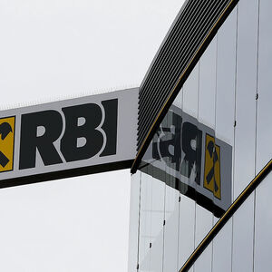FILE PHOTO: The logo of Raiffeisen Bank International is pictured in Vienna