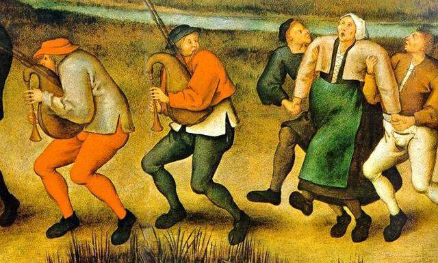 Epilepsie? Tanzwut? In einem Gemälde von Pieter Brueghel dem Jüngeren sieht man erkrankte Frauen bei einer Wallfahrt nach Molenbeek 1564.