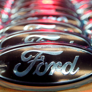 FILE PHOTO: Ford logos are seen at the assembly line of the Ford car factory of Saarlouis, Germany