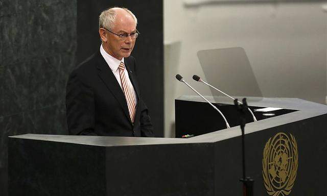 European Council President Herman Van Rompuy addresses the 68th United Nations General Assembly at U.N. headquarters in New York