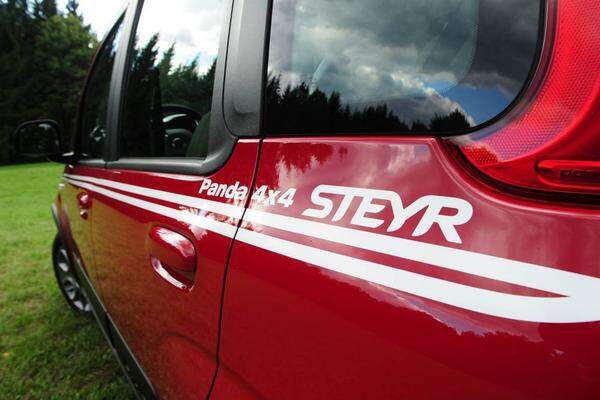 Da Fiat über seine Traktorsparte die Namensrechte an Steyr (ohne Daimler-Puch) hält, trägt ein Sondermodell des Turiner Bergfexes nun als erster Fiat seit fast dreißig Jahren wieder den Namen Steyr samt patriotischem Zierstreifen auf den Flanken. Der neue Panda 4x4