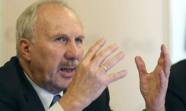 European Central Bank Governing Council member Nowotny addresses a news conference in Vienna