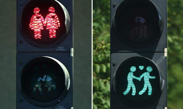 Ampelpärchen in Wien, in Linz nicht länger toleriert.