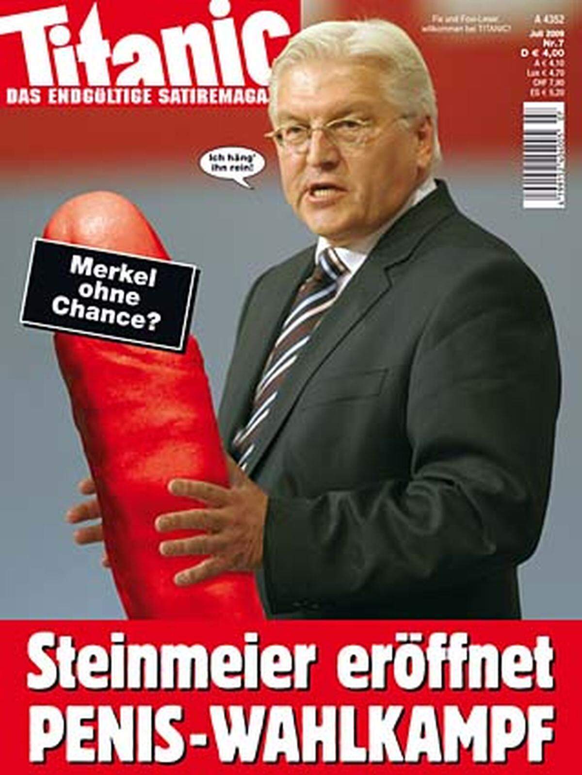 "Ich häng' ihn rein", sagt SPD-Vorsitzender Frank-Walter Steinmeier vor der Wahl. Hat nicht ganz geklappt.