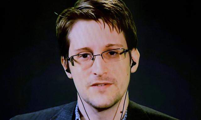 File photo of American whistleblower Snowden delivering remarks via video link from Moscow regarding International Treaty on the Right to Privacy, Protection Against Improper Surveillance and Protection of Whistleblowers in New York