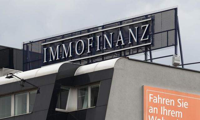 The logo of Austrian property group Immofinanz is pictured on the rooftop of an office building in Vienna