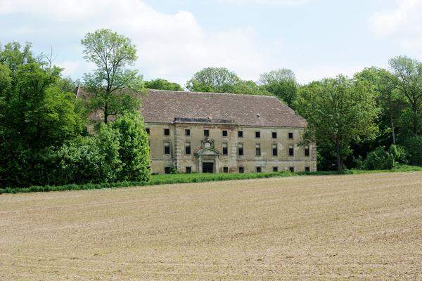 Wer nach dem Wildparkbesuch noch Zeit hat, kann sich das privat geführte Schloss Ernstbrunn anschauen. Vorbei an einem etwas verfallenen Schütthaus führt eine Allee zum Schloss.