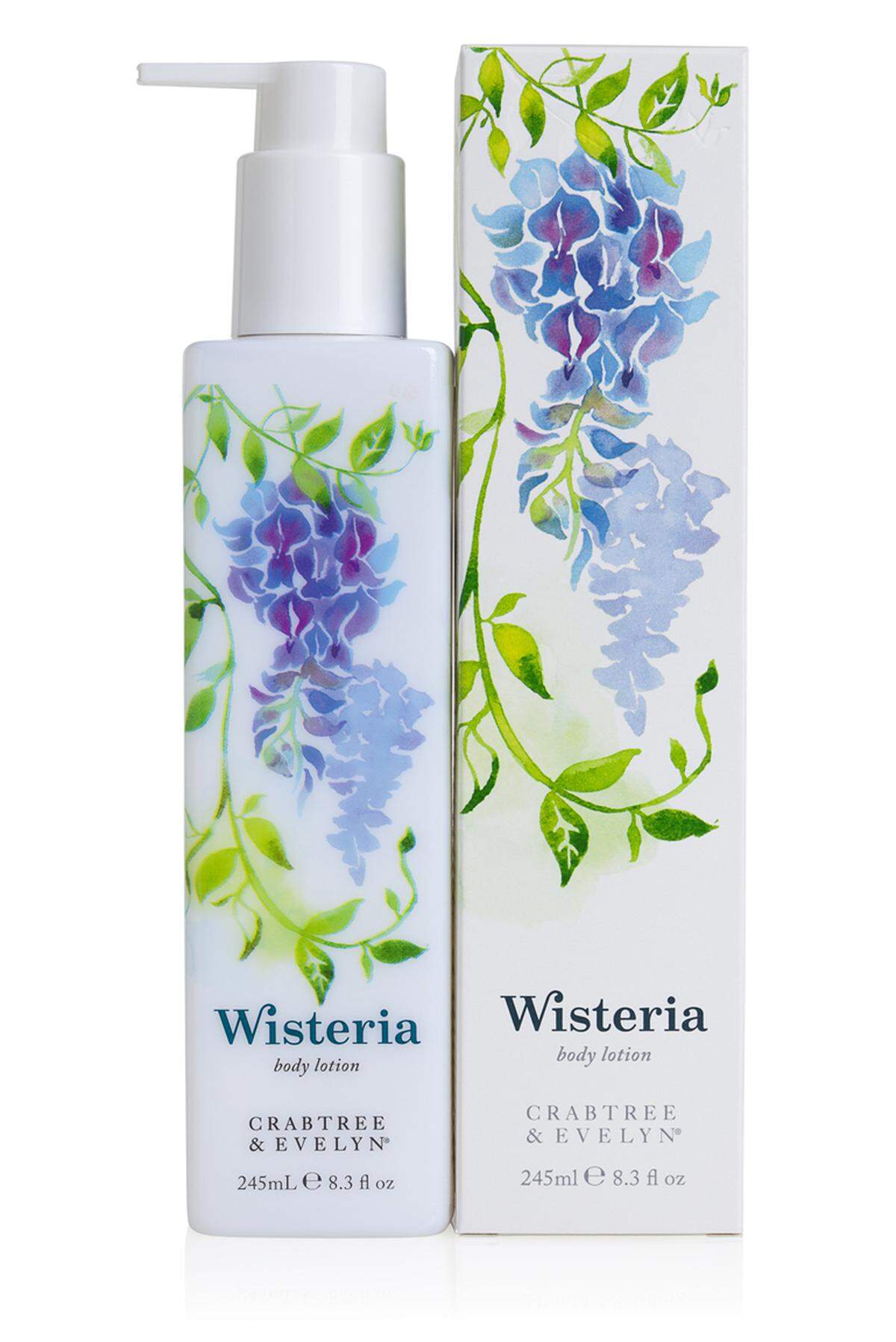 Wisteria, Pfingstrosen, Magnolien und Holunderblüten sollen die Haut mit der Bodylotion von Crabtree and Evelyn geschmeidig machen.