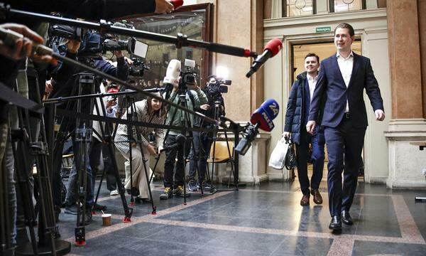 Sebastian Kurz am Donnerstag bei der Fortsetzung des Prozesses wegen Falschaussage im Ibiza-U-Ausschuss im Landesgericht für Strafsachen in Wien. 