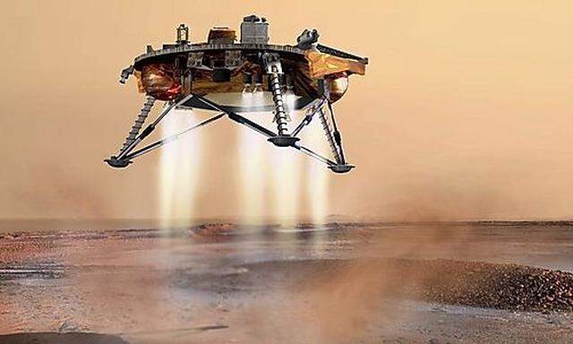Artists conception of NASAs Phoenix Mars Lander landing on Marss Phoenix Mars Lander landing on Mars