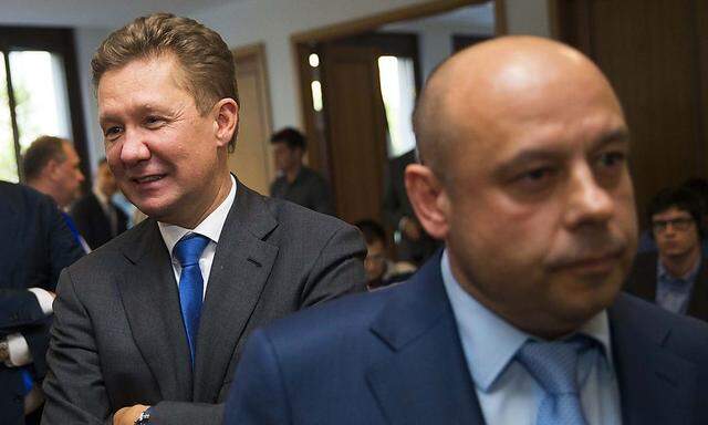(v.l.) Gazprom-Chef Alexej Miller und der ukrainische Energieminister Yuri Prodan.