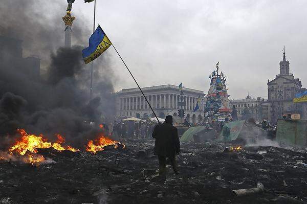 Das Zentrum Kiews, ein Schlachtfeld, auf dem einander Ukrainer und Ukrainer gegenüberstehen.