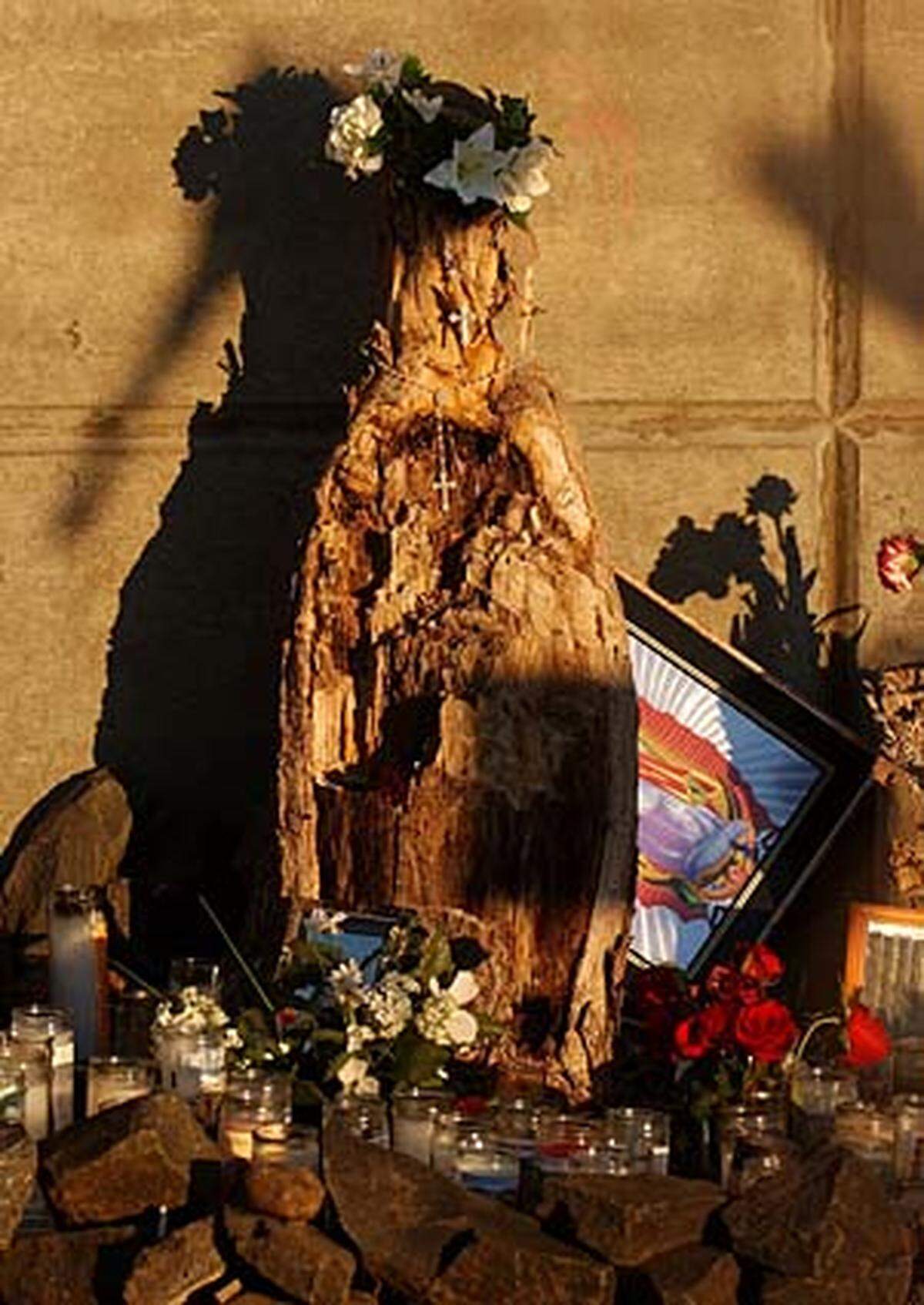 Nicht immer sind es solch illustre Erscheinungen: Ein Baumstumpf mit dem Umriss der Jungfrau Maria lockte im Jahr 2003 zahlreiche Gläubige in die Straße in Passaic im US-Bundesstaat New Jersey, die sonst den Drogendealern und -süchtigen gehört.