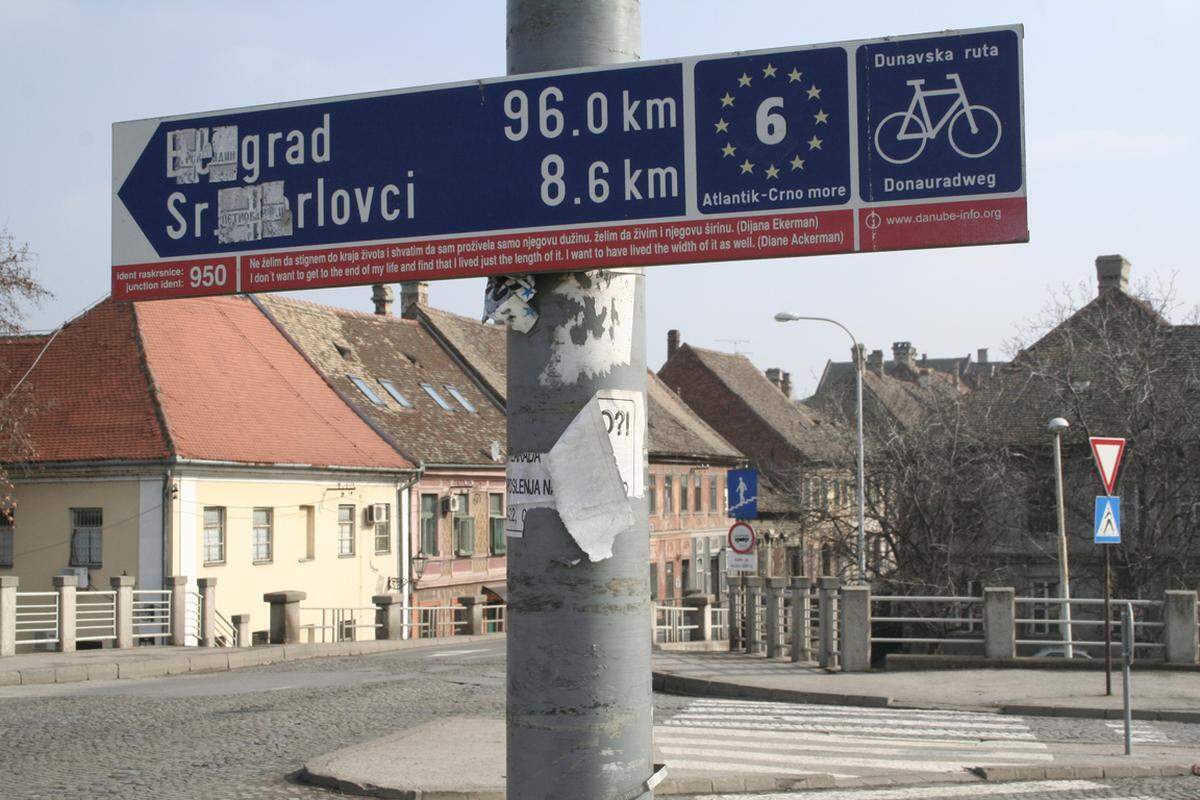 Der Donauradweg führt auch durch Novi Sad.
