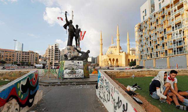 Der Zorn auf die Regierung macht sich Luft im Libanon: der Märtyrer-Platz im Zentrum der Hauptstadt, Beirut.