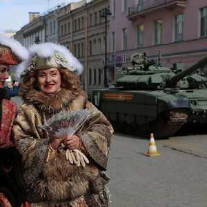 A rehearsal for the Victory Day parade in Saint Petersburg